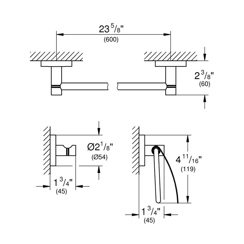 Casa si Gradina - Sanitare - Suporturi si accesorii baie - Suporturi baie - Set accesorii baie Grohe 40775EN1, Essentials Guest, 3 piese, fixare ascunsa, mat, nickel - Infinity.ro