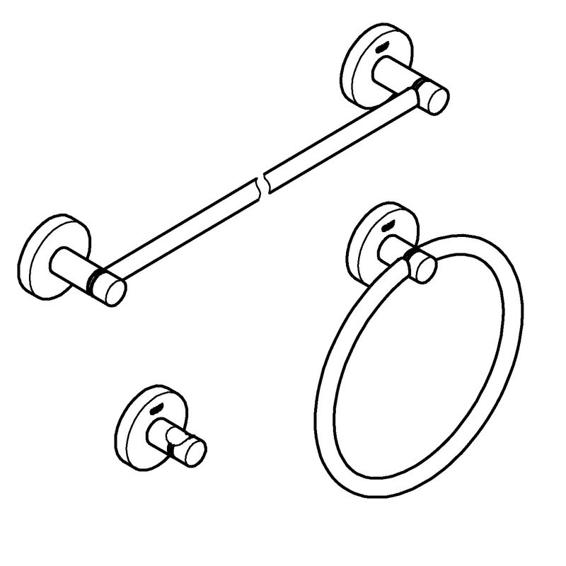 Casa si Gradina - Sanitare - Suporturi si accesorii baie - Suporturi baie - Set accesorii baie Grohe 40821EN1, Essentials City, 3 piese, fixare ascunsa, mat, nichel - Infinity.ro