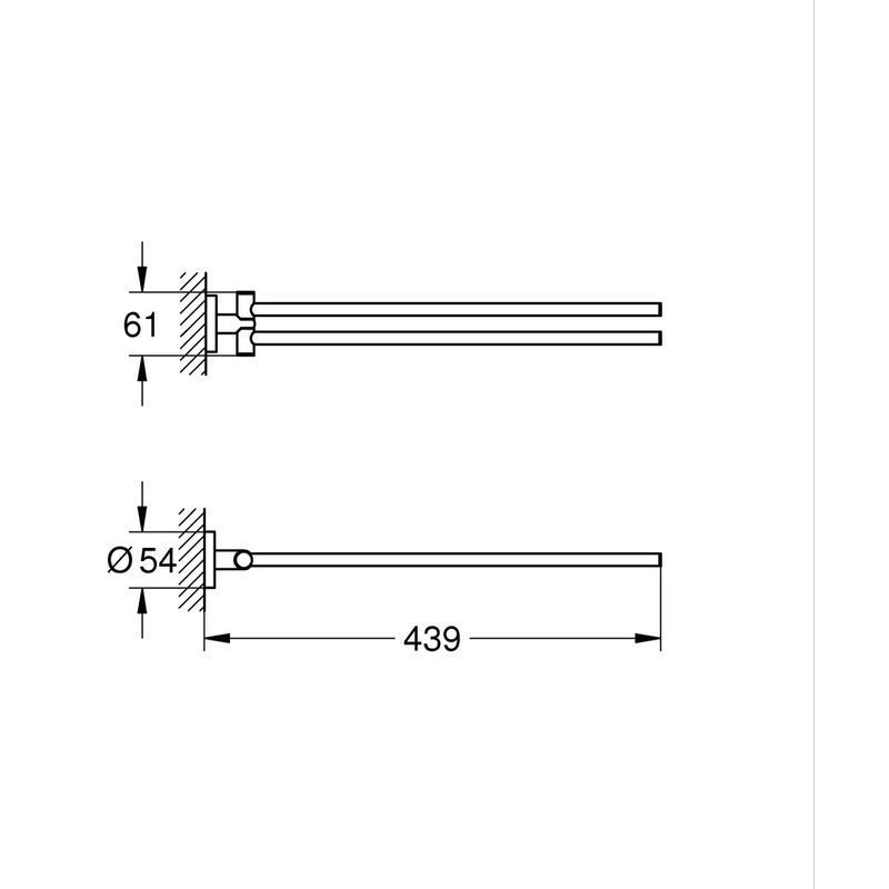 Casa si Gradina - Sanitare - Suporturi si accesorii baie - Suporturi baie - Bara prosop dubla Grohe 41183DL0, Start, aparenta, 440 mm, pivotanat, metal, mat, cupru - Infinity.ro