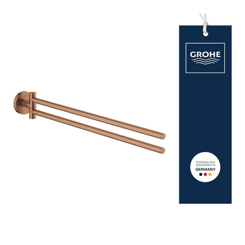 Casa si Gradina - Sanitare - Suporturi si accesorii baie - Suporturi baie - Bara prosop dubla Grohe 41183DL0, Start, aparenta, 440 mm, pivotanat, metal, mat, cupru - Infinity.ro