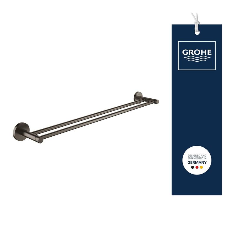 Casa si Gradina - Sanitare - Suporturi si accesorii baie - Suporturi baie - Bara prosop dubla Grohe 41203AL0, Start, 600 mm, meta, mat, grafit - Infinity.ro