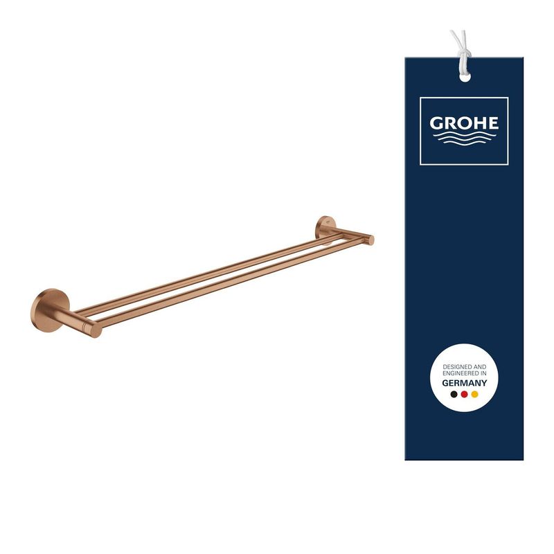 Casa si Gradina - Sanitare - Suporturi si accesorii baie - Suporturi baie - Bara prosop dubla Grohe 41203DL0, Start, 600 mm, meta, mat, cupru - Infinity.ro