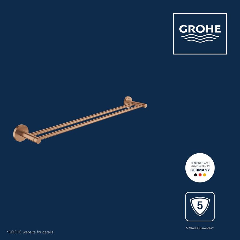 Casa si Gradina - Sanitare - Suporturi si accesorii baie - Suporturi baie - Bara prosop dubla Grohe 41203DL0, Start, 600 mm, meta, mat, cupru - Infinity.ro