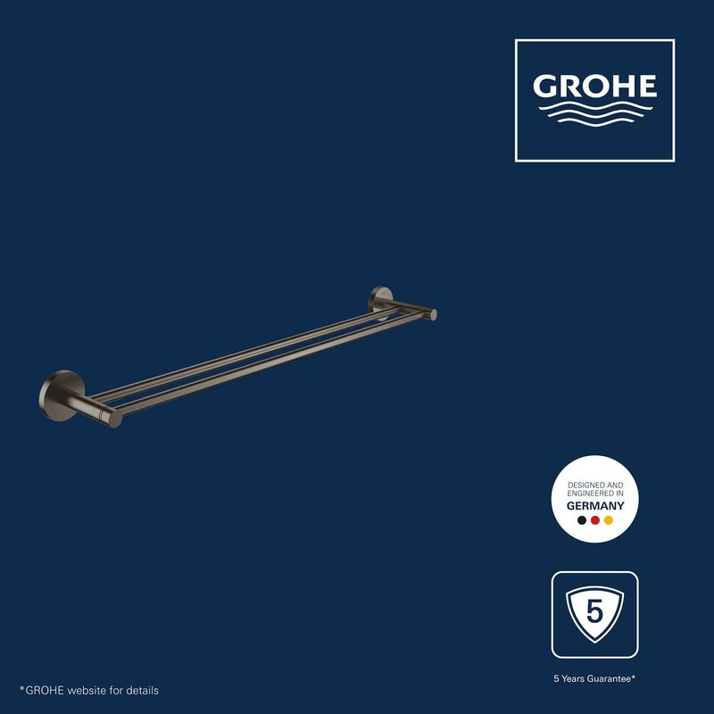 Casa si Gradina - Sanitare - Suporturi si accesorii baie - Suporturi baie - Bara prosop dubla Grohe 41203AL0, Start, 600 mm, meta, mat, grafit - Infinity.ro