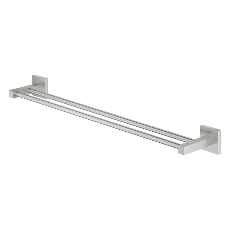 Casa si Gradina - Sanitare - Suporturi si accesorii baie - Suporturi baie - Bara prosop Grohe 41104DC0, Start Cube, pe perete, 654 mm, metal, mat, otel satinat - Infinity.ro