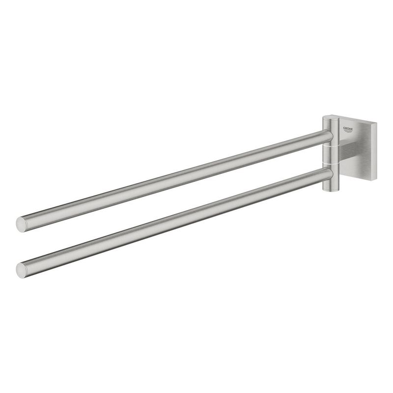 Casa si Gradina - Sanitare - Suporturi si accesorii baie - Suporturi baie - Bara prosop Grohe 40976DC0, Start Cube, pe perete, 440 mm, metal, mat, otel satinat - Infinity.ro