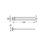Casa si Gradina - Sanitare - Suporturi si accesorii baie - Suporturi baie - Bara prosop Grohe 40976DC0, Start Cube, pe perete, 440 mm, metal, mat, otel satinat - Infinity.ro