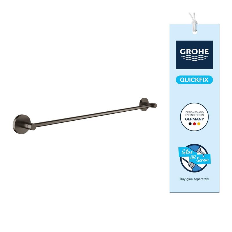 Casa si Gradina - Sanitare - Suporturi si accesorii baie - Suporturi baie - Bara prosop Grohe 41178AL0, Start, aparent, 600 mm, metal, mat, grafit - Infinity.ro