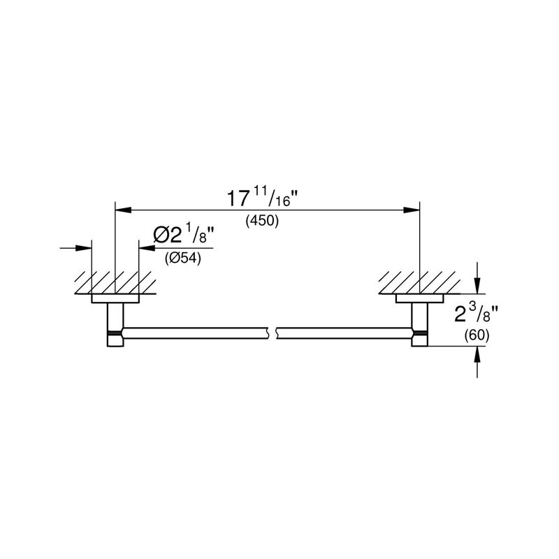 Casa si Gradina - Sanitare - Suporturi si accesorii baie - Suporturi baie - Bara prosop Grohe 41197DC0, Start, pe perete, 450 mm, metal, mat, otel satinat - Infinity.ro
