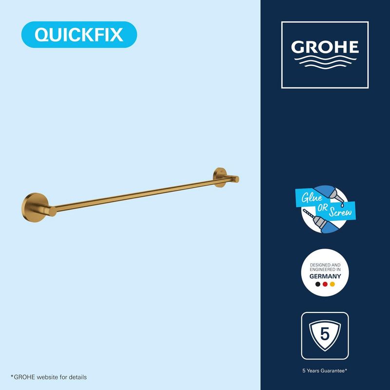 Casa si Gradina - Sanitare - Suporturi si accesorii baie - Suporturi baie - Bara prosop Grohe 41178GN0, Start, aparent, 600 mm, metal, mat, auriu - Infinity.ro