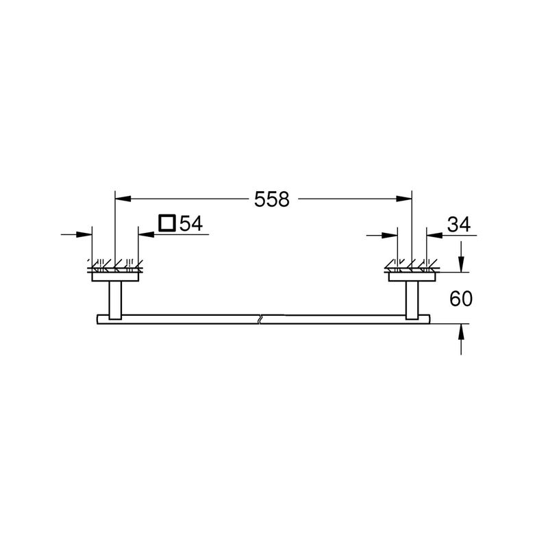 Casa si Gradina - Sanitare - Suporturi si accesorii baie - Suporturi baie - Bara prosop Grohe 41089DC0, Start Cube, pe perete, 600 mm, metal, mat, otel satinat - Infinity.ro
