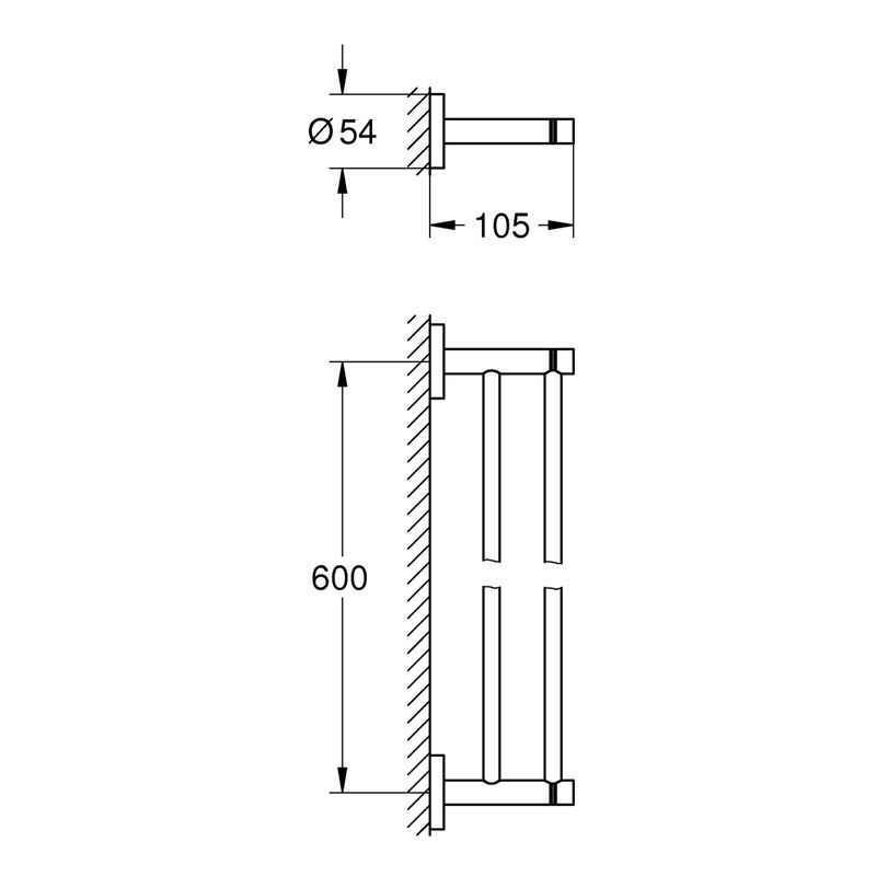 Casa si Gradina - Sanitare - Suporturi si accesorii baie - Suporturi baie - Suport prosop Grohe 40802DA1, Essentials, pe perete, 654 mm, metal, lucios, cupru - Infinity.ro