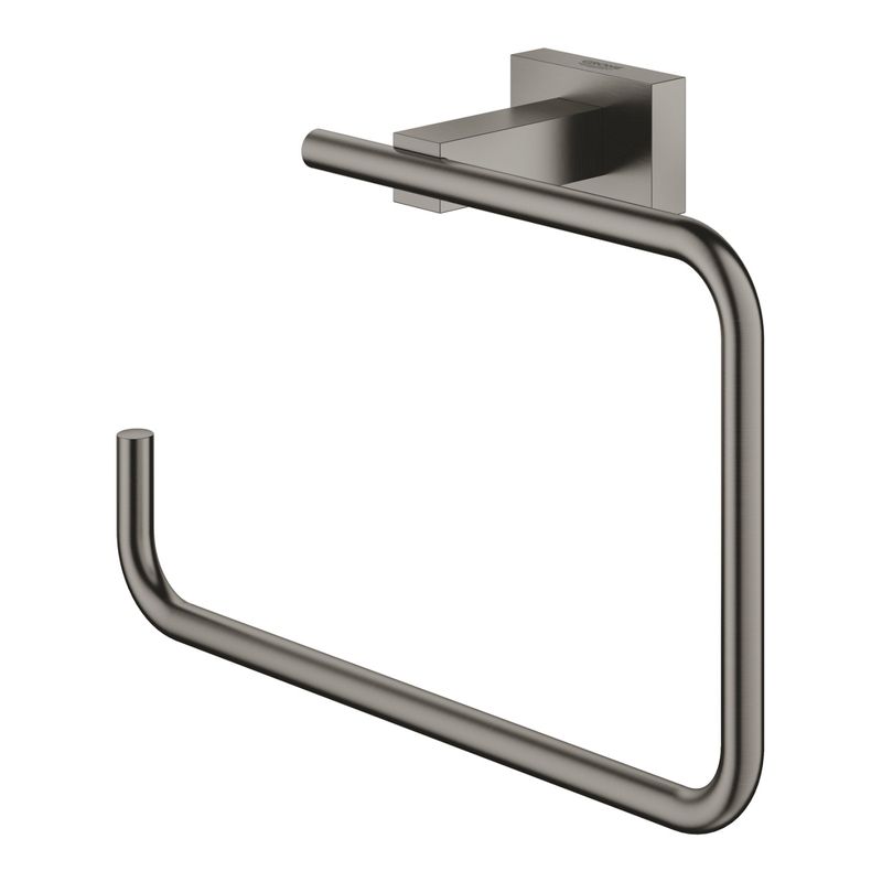 Casa si Gradina - Sanitare - Suporturi si accesorii baie - Suporturi baie - Inel prosop Grohe 40510AL1, Essentials Cube, 190 mm, metal, mat, grafit - Infinity.ro
