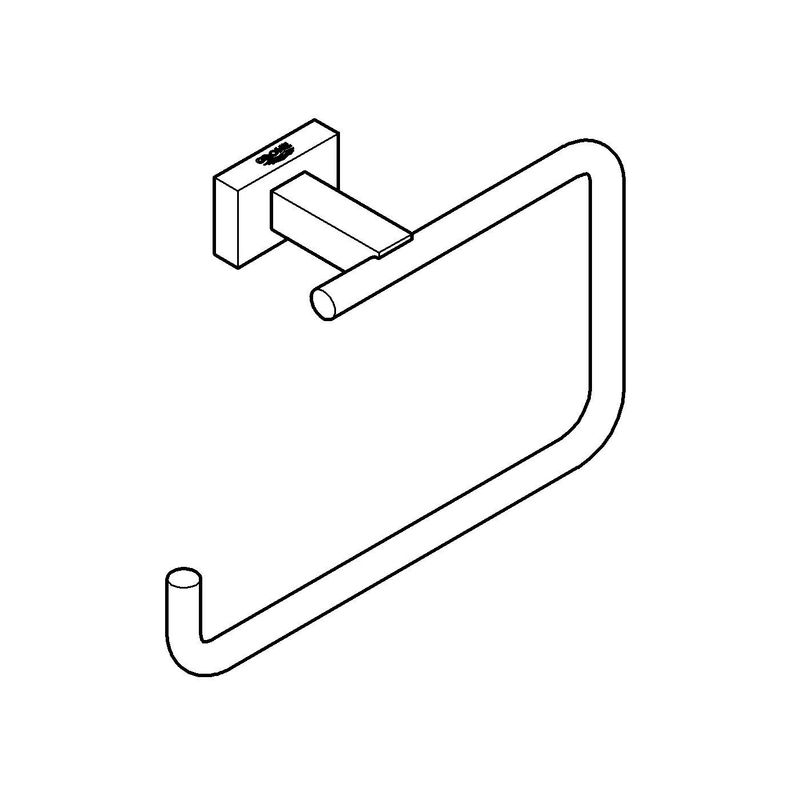 Casa si Gradina - Sanitare - Suporturi si accesorii baie - Suporturi baie - Inel prosop Grohe 40510DC1, Essentials Cube, pe perete, 200 mm, metal, mat, otel satinat - Infinity.ro