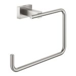 Casa si Gradina - Sanitare - Suporturi si accesorii baie - Suporturi baie - Inel prosop Grohe 40510DC1, Essentials Cube, pe perete, 200 mm, metal, mat, otel satinat - Infinity.ro