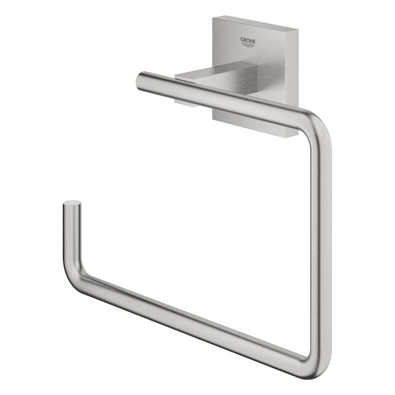 Casa si Gradina - Sanitare - Suporturi si accesorii baie - Suporturi baie - Inel prosop Grohe 40975DC0, Start Cube, pe perete, 188 mm, metal, mat, otel satinat - Infinity.ro