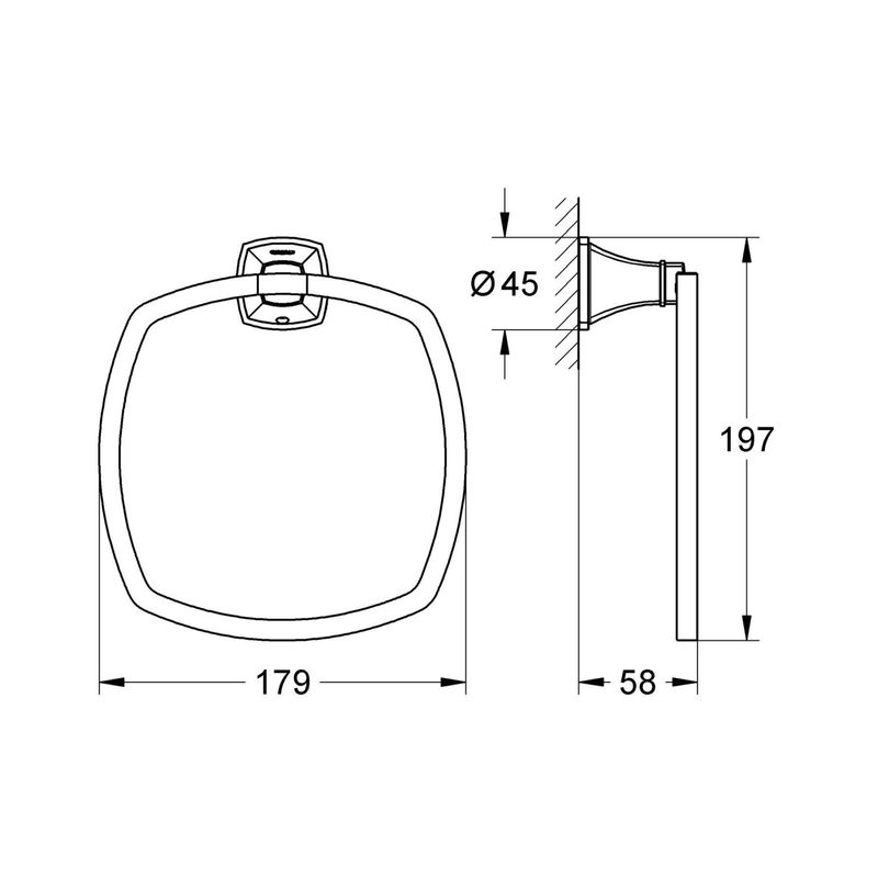Casa si Gradina - Sanitare - Suporturi si accesorii baie - Suporturi baie - Inel prosop Grohe 40630IG0, Grandera, pe perete, 205 mm, metal, crom / auriu - Infinity.ro