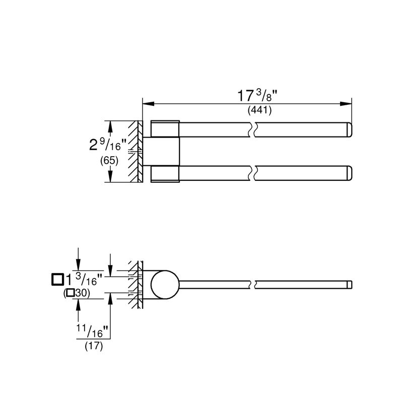 Casa si Gradina - Sanitare - Suporturi si accesorii baie - Suporturi baie - Suport prosop Grohe 41063A00, Selection, pe perete, 400 mm, metal, lucios, grafit - Infinity.ro