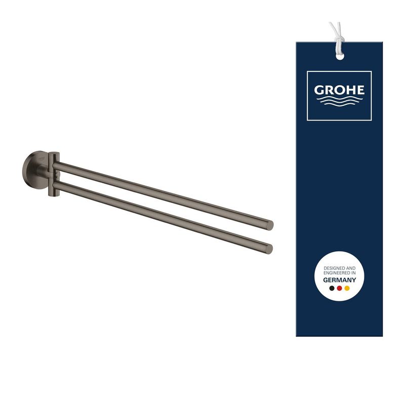Casa si Gradina - Sanitare - Suporturi si accesorii baie - Suporturi baie - Bara prosop dubla Grohe 41183AL0, Start, aparenta, 440 mm, pivotanat, metal, mat, grafit - Infinity.ro