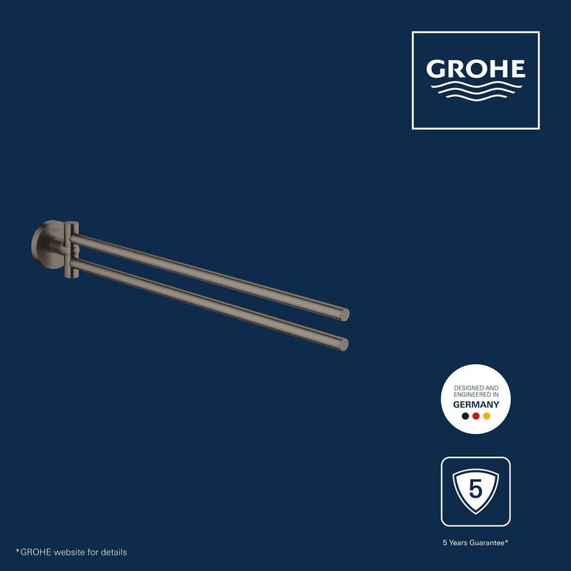 Casa si Gradina - Sanitare - Suporturi si accesorii baie - Suporturi baie - Bara prosop dubla Grohe 41183AL0, Start, aparenta, 440 mm, pivotanat, metal, mat, grafit - Infinity.ro