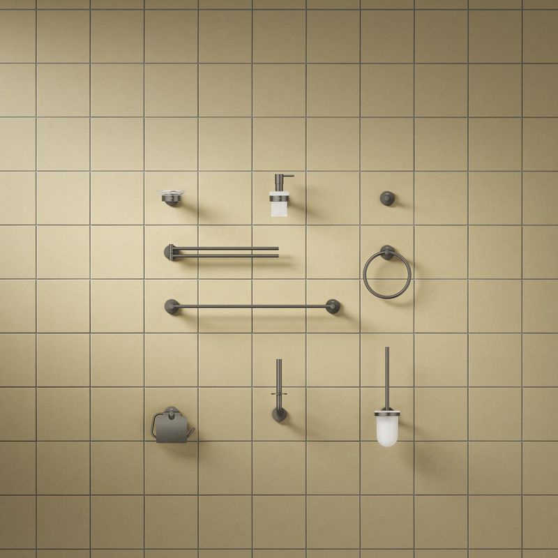 Casa si Gradina - Sanitare - Suporturi si accesorii baie - Suporturi baie - Bara prosop dubla Grohe 41183AL0, Start, aparenta, 440 mm, pivotanat, metal, mat, grafit - Infinity.ro