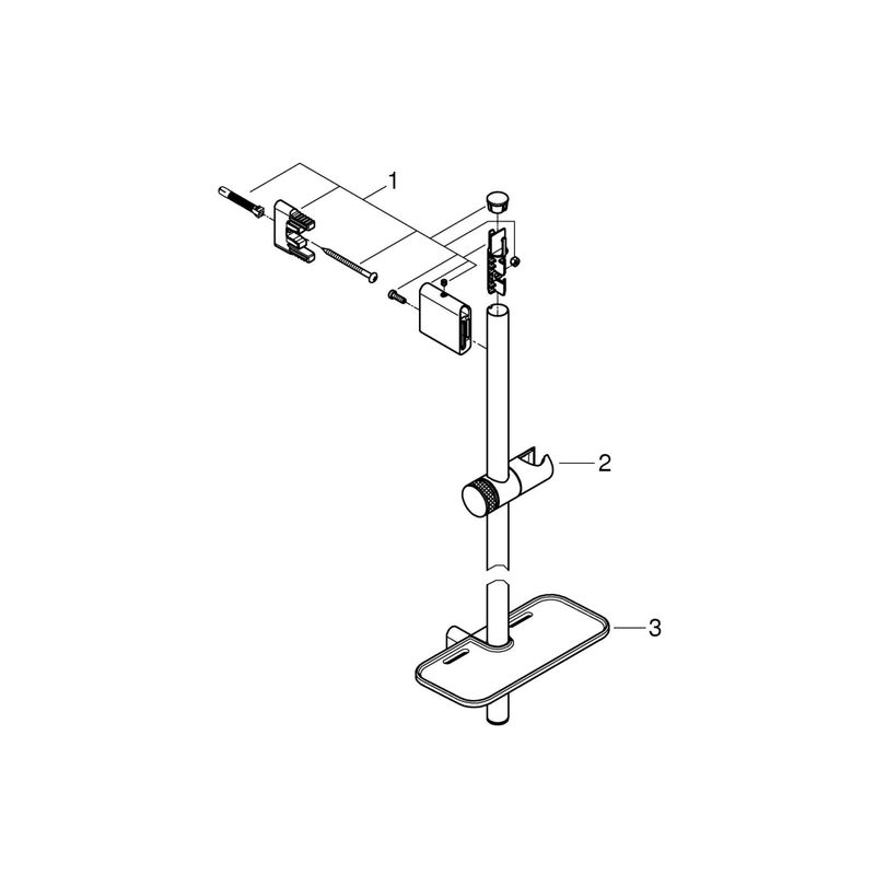 Casa si Gradina - Sanitare - Cazi si cabine de dus - Coloane si seturi de dus - Bara de dus Grohe 26603DL0, SmartActive, aparenta, 900 mm, glisor, etajera, mat, cupru - Infinity.ro