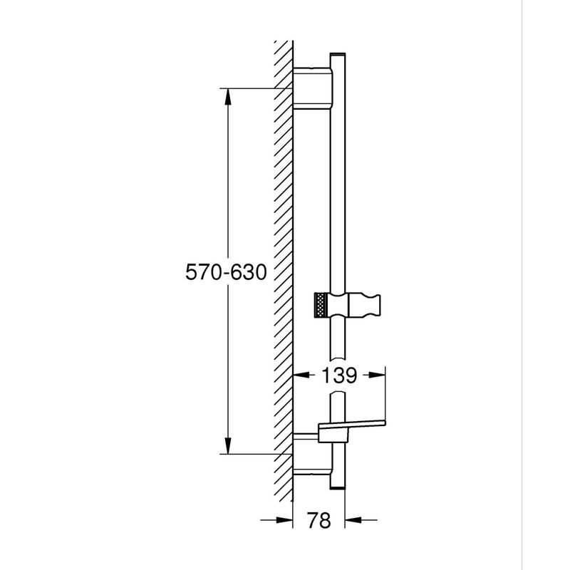 Casa si Gradina - Sanitare - Cazi si cabine de dus - Coloane si seturi de dus - Bara dus Grohe 26602DL0, SmartActive, aparenta, 630 mm, etajera, mat, cupru - Infinity.ro