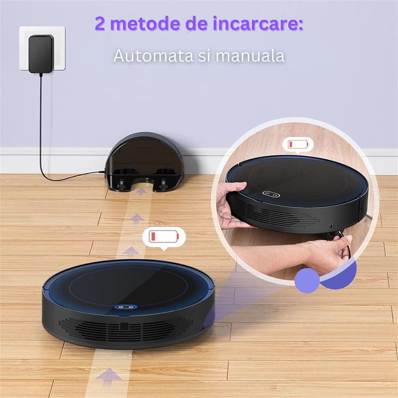Electronice si Electrocasnice - Ingrijirea locuintei - Aspiratoare - Robot de aspirare inteligent, TrendiShop , control prin aplicatie sau telecomanda, umed si uscat, reincarcare automata - Infinity.ro