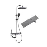 Casa si Gradina - Sanitare - Cazi si cabine de dus - Coloane si seturi de dus - Set de dus TrendiShop , termostatat, montare pe perete, cu cap de dus reglabil 80-115 cm, afisaj LED cu temperatura,gri - Infinity.ro