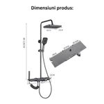 Casa si Gradina - Sanitare - Cazi si cabine de dus - Coloane si seturi de dus - Set de dus TrendiShop , termostatat, montare pe perete, cu cap de dus reglabil 80-115 cm, afisaj LED cu temperatura,gri - Infinity.ro
