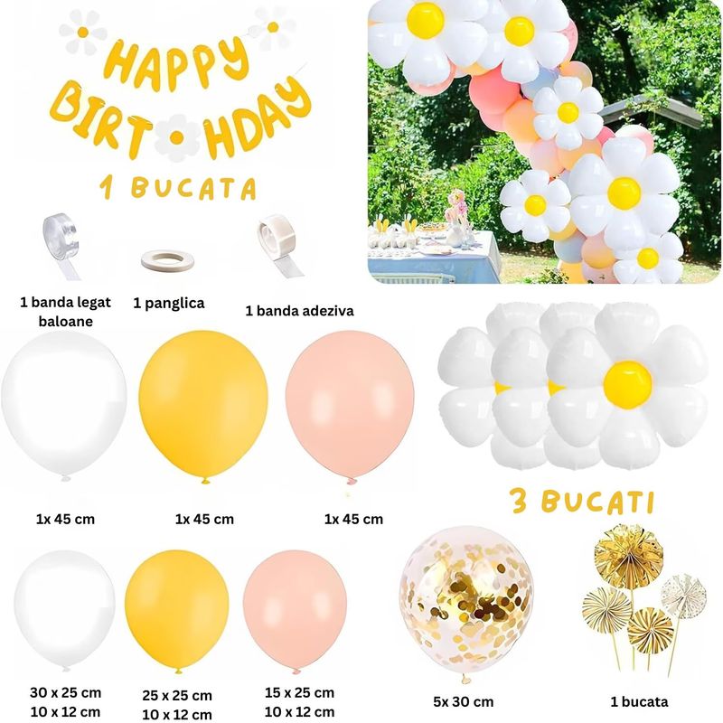 Casa si Gradina - Decoratiuni - Decoratiuni petrecere - Baloane - Set decoratiuni petrecere aniversara, TrendiShop , model happy birthday, set 117 baloane din latex si folie, banere - Infinity.ro
