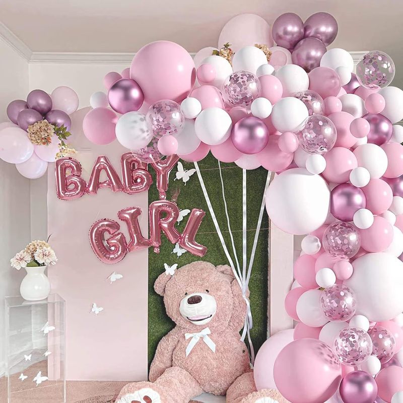 Casa si Gradina - Decoratiuni - Decoratiuni petrecere - Baloane - Set baloane botez fetita TrendiShop , format din 116 piese, calitate premium, material latex, profesionale si rezistente - Infinity.ro