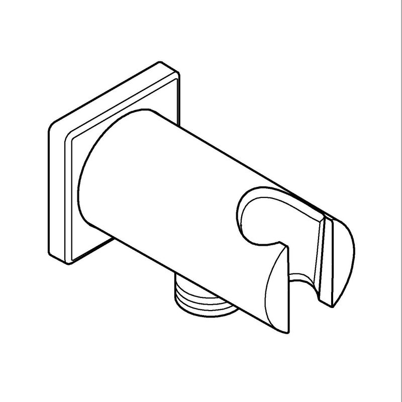 Casa si Gradina - Sanitare - Cazi si cabine de dus - Coloane si seturi de dus - Cot iesire Grohe 26659DC0, Rainshower, 1/2'' x 1/2'', suport para, mat, otel satinat - Infinity.ro