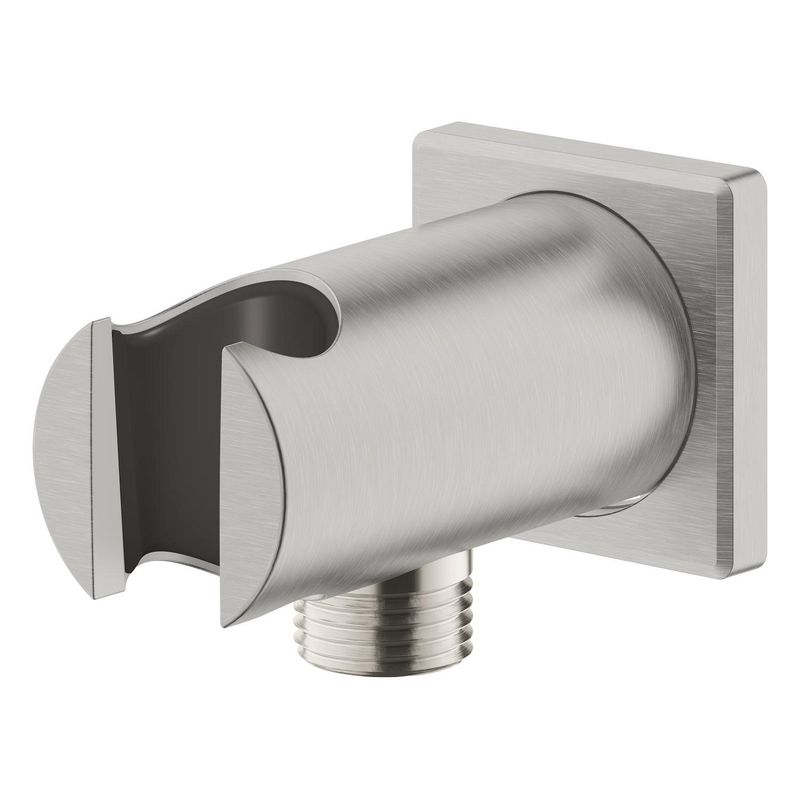Casa si Gradina - Sanitare - Cazi si cabine de dus - Coloane si seturi de dus - Cot iesire Grohe 26659DC0, Rainshower, 1/2'' x 1/2'', suport para, mat, otel satinat - Infinity.ro
