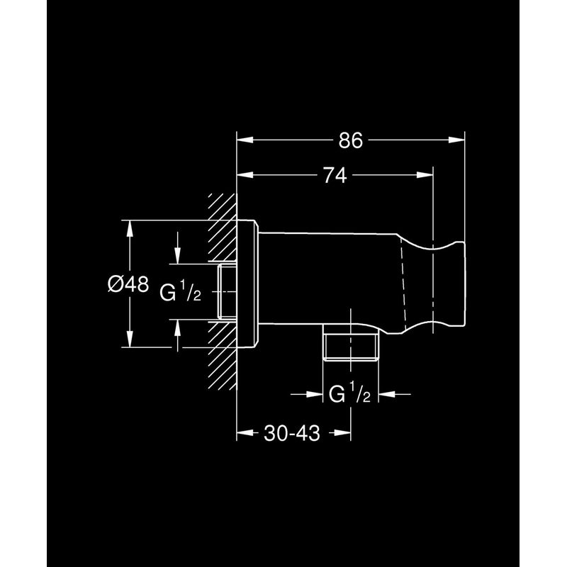 Casa si Gradina - Sanitare - Cazi si cabine de dus - Coloane si seturi de dus - Cot iesire Grohe 26658DC0, Rainshower, 1/2'' x 1/2'', suport para, mat, otel satinat - Infinity.ro