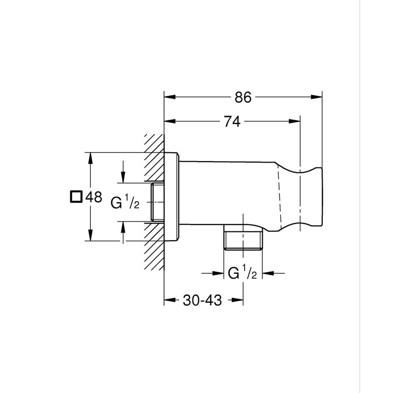 Casa si Gradina - Sanitare - Cazi si cabine de dus - Coloane si seturi de dus - Cot iesire Grohe 26659DC0, Rainshower, 1/2'' x 1/2'', suport para, mat, otel satinat - Infinity.ro