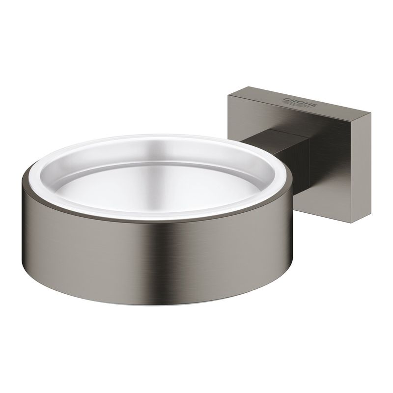 Casa si Gradina - Sanitare - Suporturi si accesorii baie - Suporturi baie - Suport Grohe 40508AL1, Essentials Cube, pentru pahar/savoniera, meta, mat, grafit - Infinity.ro