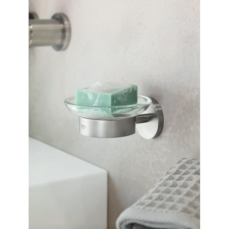 Casa si Gradina - Sanitare - Suporturi si accesorii baie - Suporturi baie - Suport sapun Grohe 41193DC0, Start, pe perete, metal/sticla, mat, otel satinat - Infinity.ro
