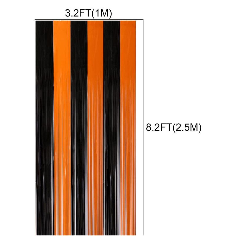 Casa si Gradina - Textile si covoare - Perdele si draperii - Perdele - Perdea decorativa Halloween cu franjuri, Negru si Portocaliu, 100x200cm - Infinity.ro