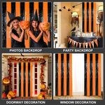 Casa si Gradina - Textile si covoare - Perdele si draperii - Perdele - Perdea decorativa Halloween cu franjuri, Negru si Portocaliu, 100x200cm - Infinity.ro
