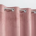 Casa si Gradina - Textile si covoare - Perdele si draperii - Perdele - Perdea decorativa Velvet, Roz Nude, Model Reliefat Frunze Tropicale, cu Inele, 140x260cm - Infinity.ro