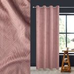Casa si Gradina - Textile si covoare - Perdele si draperii - Perdele - Perdea decorativa Velvet, Roz Nude, Model Reliefat Frunze Tropicale, cu Inele, 140x260cm - Infinity.ro