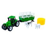 Jucarii, Copii si Bebe - Jucarii si jocuri - Vehicule si jucarii cu telecomanda - Utilaje constructie de jucarie - Set de Joaca Ferma cu Tractor, Remorca/Cisterna, Figurine Vaca, Oaie si Balot de Fan, 5 Piese, 3 ani+ - Infinity.ro