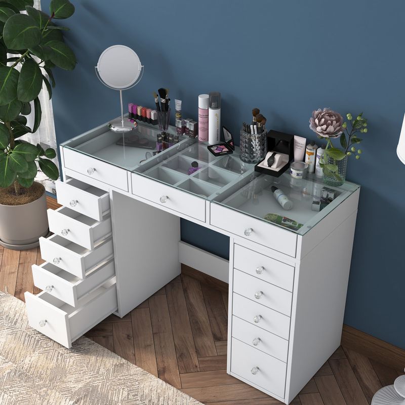 Casa si Gradina - Mobilier - Comode si corpuri - Masute de toaleta - Masa de machiaj, Hanah Home, pal melaminat, alb, 120x44.5x79.8 cm - Infinity.ro