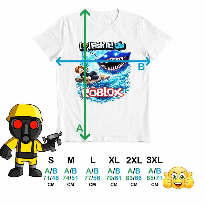 Fashion, accesorii si bijuterii - Barbati - Imbracaminte - Tricouri si bluze barbati - Tricou Barbati Roblox Fish it Pescar Huggy Wuggy, alb, marime 3XL - Infinity.ro