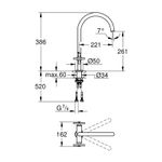 Casa si Gradina - Sanitare - Chiuveta bucatarie si accesorii - Baterii bucatarie - Baterie de bucatarie Grohe 30362000, 1 bar, 386 mm, 221 mm, 1 orificii instalare, 1 sprayuri, 360 unghi pivotare, Crom - Infinity.ro