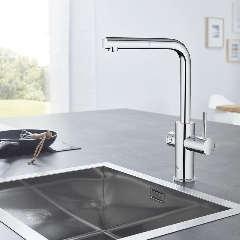 Casa si Gradina - Sanitare - Chiuveta bucatarie si accesorii - Baterii bucatarie - Baterie bucatarie Grohe 31927001, 1 bar, 378 mm, 221 mm, 1 orificii instalare, 3 sprayuri, 180 unghi pivotare, Crom - Infinity.ro
