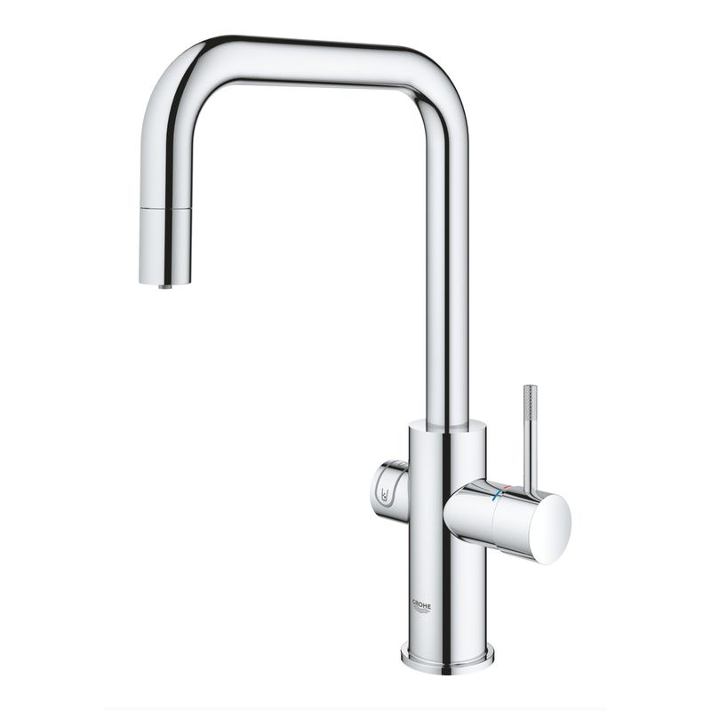 Casa si Gradina - Sanitare - Chiuveta bucatarie si accesorii - Baterii bucatarie - Baterie bucatarie Grohe 1010740001, 0.6 bar, 393 mm, 224 mm, 1 orificii instalare, 3 sprayuri, 160 unghi pivotare, Crom - Infinity.ro