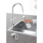 Casa si Gradina - Sanitare - Chiuveta bucatarie si accesorii - Baterii bucatarie - Baterie bucatarie Grohe 1010730001, 0.6 bar, 419 mm, 219 mm, 1 orificii instalare, 3 sprayuri, 150 unghi pivotare, Crom - Infinity.ro