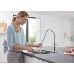 Casa si Gradina - Sanitare - Chiuveta bucatarie si accesorii - Baterii bucatarie - Baterie bucatarie Grohe 1010730001, 0.6 bar, 419 mm, 219 mm, 1 orificii instalare, 3 sprayuri, 150 unghi pivotare, Crom - Infinity.ro